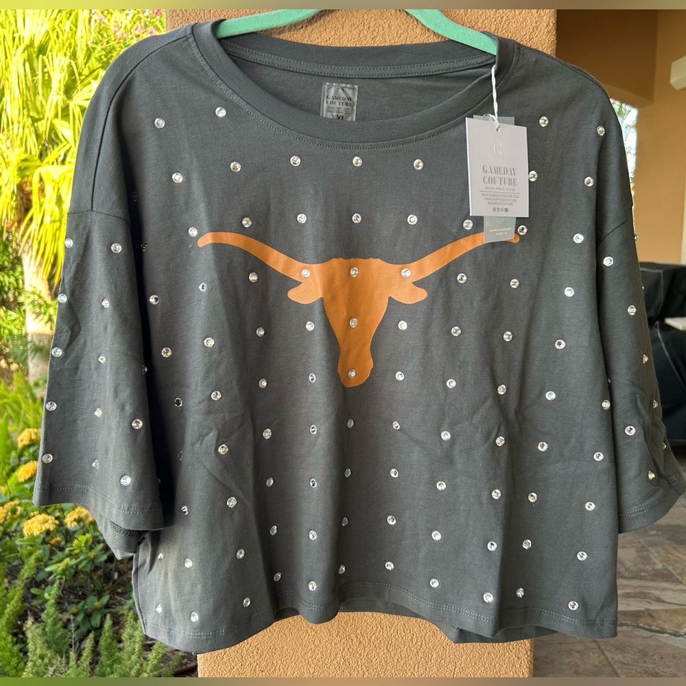 NWT 🏈TEXAS LONGHORNS🏈 bling bling Cropped Top  Women’s SZ 2XL